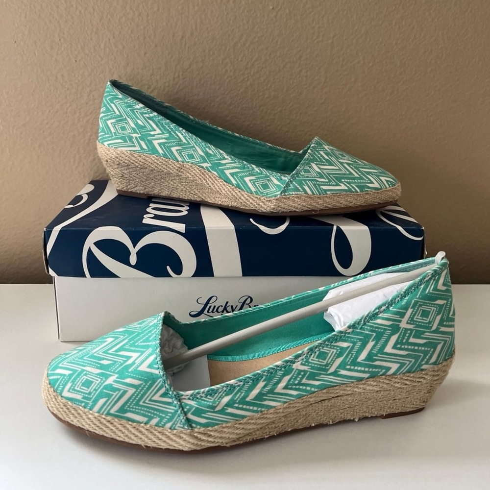 Lucky Brand Tomlinn Espadrille Wedges Teal